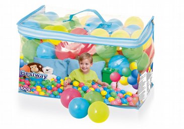 סט של 100 כדורי פלסטיק צבעוניים BESTWAY, דגם 52648 סט של 100 כדורי פלסטיק צבעוניים BESTWAY, דגם 52648