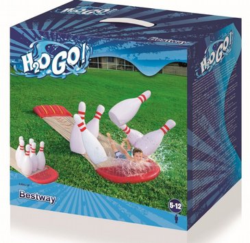 מגלשת מים מתנפחת / משטח החלקה רטוב דו מסלולי בעיצוב באולינג BESTWAY, סדרת H2OGo!, דגם 52213 מגלשת מים מתנפחת / משטח החלקה רטוב דו מסלולי בעיצוב באולינג BESTWAY, סדרת H2OGo!, דגם 52213