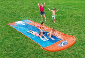 מגלשת מים מתנפחת/גליץ' גלאץ'/משטח החלקה רטוב תלת מסלולי BESTWAY, סדרת H2OGo!, דגם 52329 מגלשת מים מתנפחת/גליץ' גלאץ'/משטח החלקה רטוב תלת מסלולי BESTWAY, סדרת H2OGo!, דגם 52329