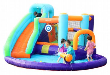 מתקן מים מתנפח הכולל מתקן קפיצות+מגלשה+קיר טיפוס+תותח מים, דגם 83003 AirMyFun מבית דוקטור דולפין מתקן מים מתנפח הכולל מתקן קפיצות+מגלשה+קיר טיפוס+תותח מים, דגם 83003 AirMyFun מבית דוקטור דולפין